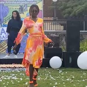 Bright Multi Color Tye Dye Wrap Dress